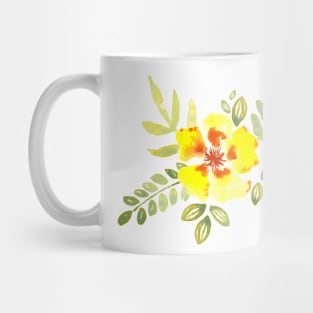 Buttercup yellow little flower and leaves Mug